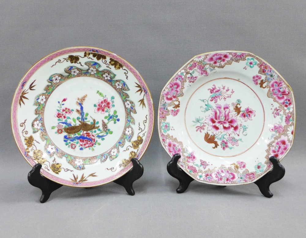 18th century Chinese octagonal Chinese plate together with another (2)