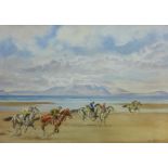 Tom Gilfillan (SCOTTISH fl. 1932 - 1953), Galloping on the Sands, watercolour, signed and framed