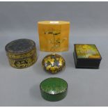 Five various chinoiserie lacquered boxes, (5)
