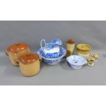 Mixed lot to include a Spode blue and white Italian pattern jug and bowl, various terracotta and