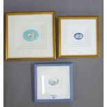 A collection of three oval framed plaques to include a 19th century Indian painted gouache