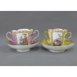 Helena Wolfsohn porcelain cup and saucer together with a Dresden cup and saucer, (4)