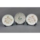 Aesthetic pattern plate and a pair of Victorian transfer printed fern pattern plates, (3)