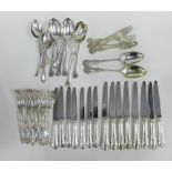 Set of eleven white metal forks, stamped Sterling - approx 570 grams and a quantity of Epns