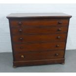 19th century mahogany chest, the rectangular top with rounded edge, over five graduating long