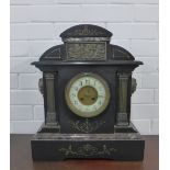 Victorian black slate mantle clock