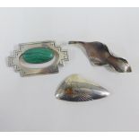 A collection of three vintage silver brooches to include Anton Michelsen, Denmark, one stamped RLH
