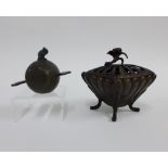 Japanese bronze depicting Daikoku's Mallet with a rat on the top, 11cm long together with a Japanese