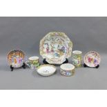 Collection of Chinese 19th and 20th century famille rose porcelain to include an octagonal plate,