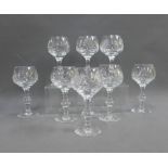 Set of eight Edinburgh Crystal knop stemmed wine glasses, (8)