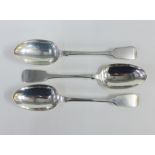 William IV set of three silver fiddle pattern table spoons, John James Whiting, London 1834, 23cm