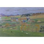 Alastair Flattely, (SCOTTISH 1922-2009) farmyard with sheep, oil on canvas, signed, with a