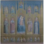 Florenzia, a religious coloured print, framed under glass, size overall 76 x 76cm