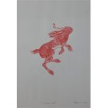 Matthew C Simos, 'Swimming Hare' coloured screenprint, signed in pencil and dated '99, entitled