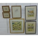 A collection of framed prints to include Babar the Elephant, Margaret W. Tarrant, bird prints and