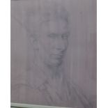 Early 20th century school head and shoulders drawing of a gent, apparently unsigned and framed under