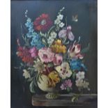 E. Vanderman, Still Life vase of flowers, oil on board, signed, in an ornate gilt frame, 50 x 60cm