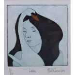 Pat Crombie (Edinburgh Printmakers) 'Leda', coloured etching, signed in pencil and numbered 3/20,