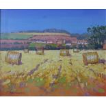 Ed Hunter, (SCOTTISH), 'Farmland Near North Berwick' oil on canvas, signed and framed under glass