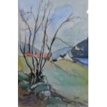 Wendy Wood (SCOTTISH 1892 - 1981), Red Roof cottages, watercolour, apparently unsigned, frame