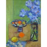 Perpetua Pope, '(SCOTTISH 1916-2013), Still Life with Scabious', oil on board, signed with a