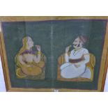 An Indian School gouache of male and female figures, framed under glass, size of frame overall 97