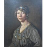 W. Hill Thomson, half length portrait of a woman, oil on canvas, signed and dated 1919, in an ornate