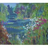 Enid Foote Watts, (SCOTTISH 1924 - 2003), 'In Monet's Garden', oil on card, signed and dated 1990,