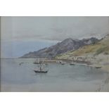 British School, The Bay - Salerno watercolour, signed indistinctly and dated '53, framed under