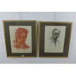 HA Deans, head and shoulders red chalk portrait of a Young man, signed and dated '59, together