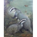 Norman Orr, (SCOTTISH 1924 - 1993), Badgers, oil on canvas, signed, in a moulded frame, 39 x 60cm