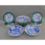 1920's Scottish pottery dessert service designed by Constance Robina Bruce Kirkwood, comprising a