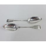 A pair of George III Scottish silver Fiddle pattern table spoons, William Jamieson, Aberdeen 1820,