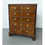 Diminutive 19th century walnut chest with a rectangular fold over top, above pull out slides and