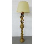 A gilt plaster Blackamoor table lamp base and column, 160 cm overall in two parts