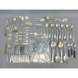 Collection of Queens pattern flatware to include a set of seventeen knives with silver handles,