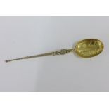 QEII silver gilt Anointing spoon, Henry Clifford Davis, Birmingham 1952, 24.5cm