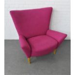 Content by Conran, a pink upholstered Matador chair on light oak legs, 95 x 93cm