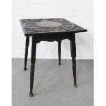 Early 20th century oak side table with a carved top, 60 x 50cm