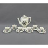 Wedgwood Pembroke pattern coffee set, with six coffee cans, six saucers and a coffee pot, (13)