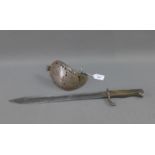 Gordon Highlanders steel sabre / sword hilt pierced and engraved with thistles, 18cm, together