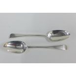 A pair of Victorian Scottish silver Old English pattern table spoons, James & Walter Marshall,