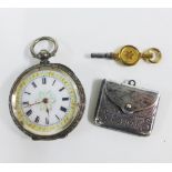 Edwardian silver 'Stamps' case, Chrisford & Norris, Birmingham 1908 and a lady's silver cased fob