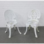 A pair of cast metal Coalbrookdale style garden chairs, 81 x 43cm (a/f, 2)