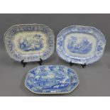 A collection of 19th century blue and white transfer printed pottery ashets to include Bells