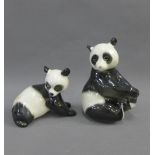 Two Lomonsov panda bear figures, tallest 14cm (2)