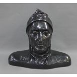 Dante, a black painted head and shoulders bust, 36 x 46cm