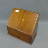 Early 20th century oak stationery box, 26cm high