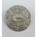 Late Victorian Scottish silver plaid brooch, Edinburgh 1900, with thistle and celtic knot pattern,