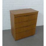 Retro teak four drawer chest, 74 x 88 x 41cm